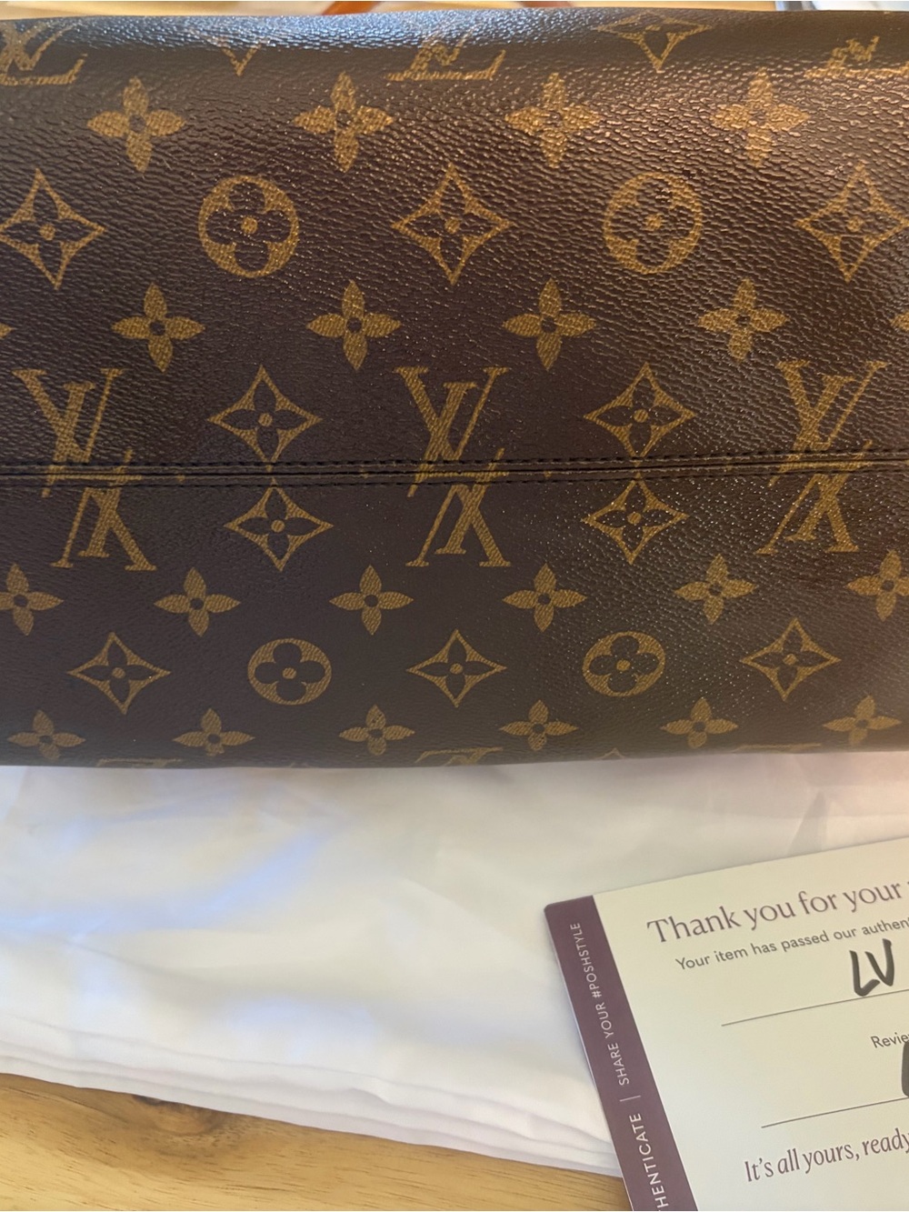 Louis Vuitton Monogram Canvas Brown Tote with Tan Leather Straps - Picture 4 of 10